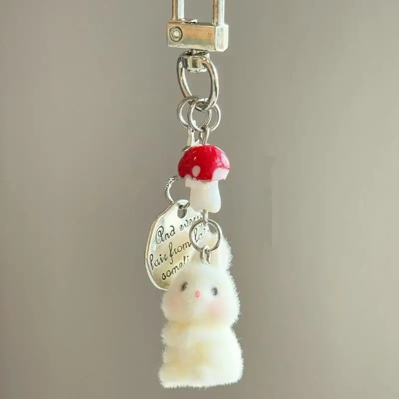 Flocking Animal Pendant Keychain For Women Girls Cute Bag Pendant Mobile Phone Chain Gifts - Image 3