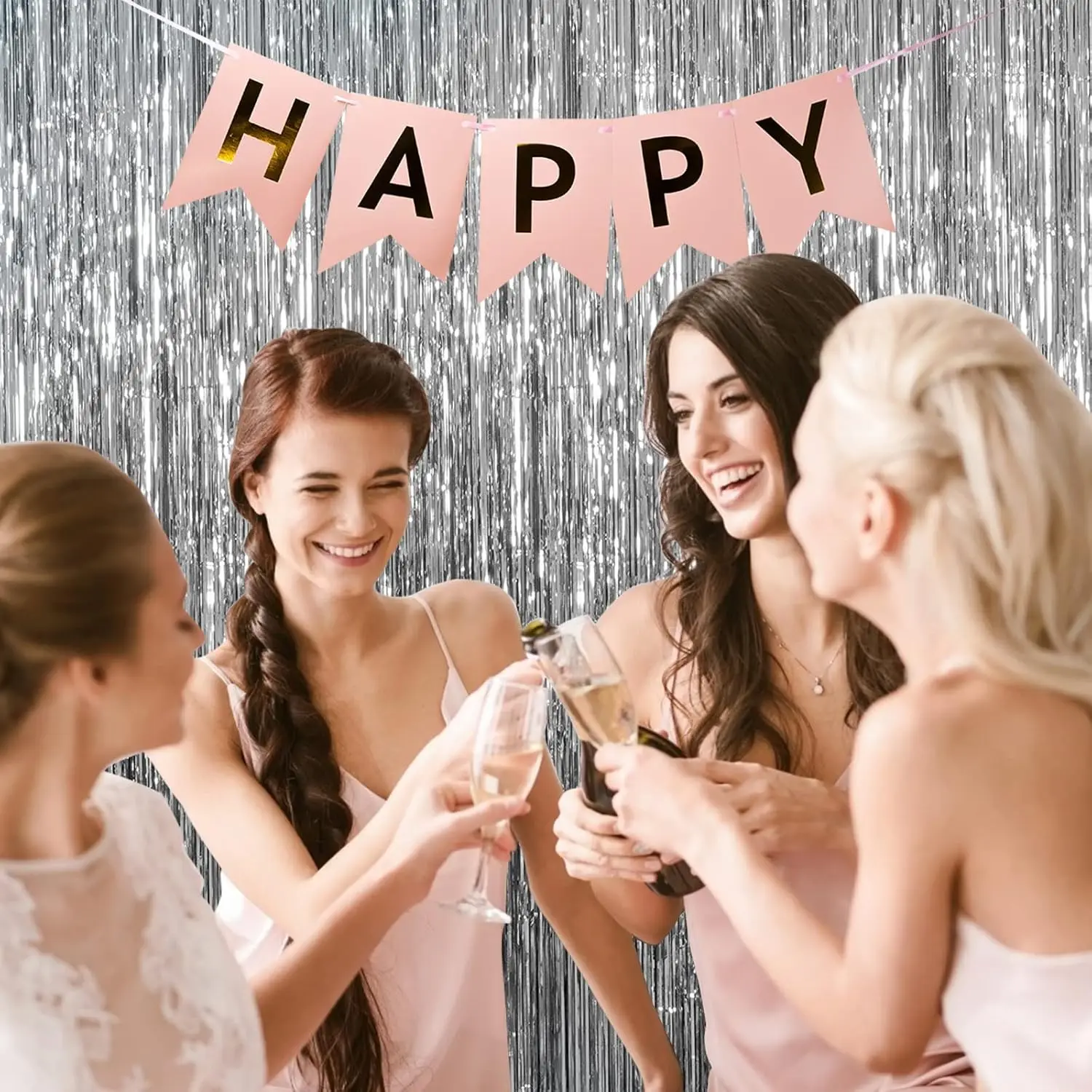 Foil Curtain Backdrop Silver Metallic Tinsel Foil Fringe Curtains for Birthday Wedding Holiday Celebration Party Decorations - Image 3