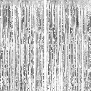 Foil Curtain Backdrop Silver Metallic Tinsel Foil Fringe Curtains for Birthday Wedding Holiday Celebration Party Decorations