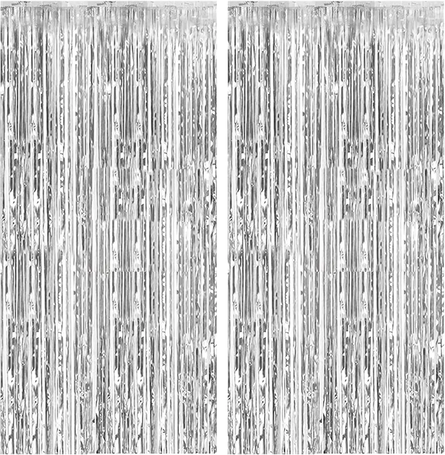 Foil Curtain Backdrop Silver Metallic Tinsel Foil Fringe Curtains for Birthday Wedding Holiday Celebration Party Decorations