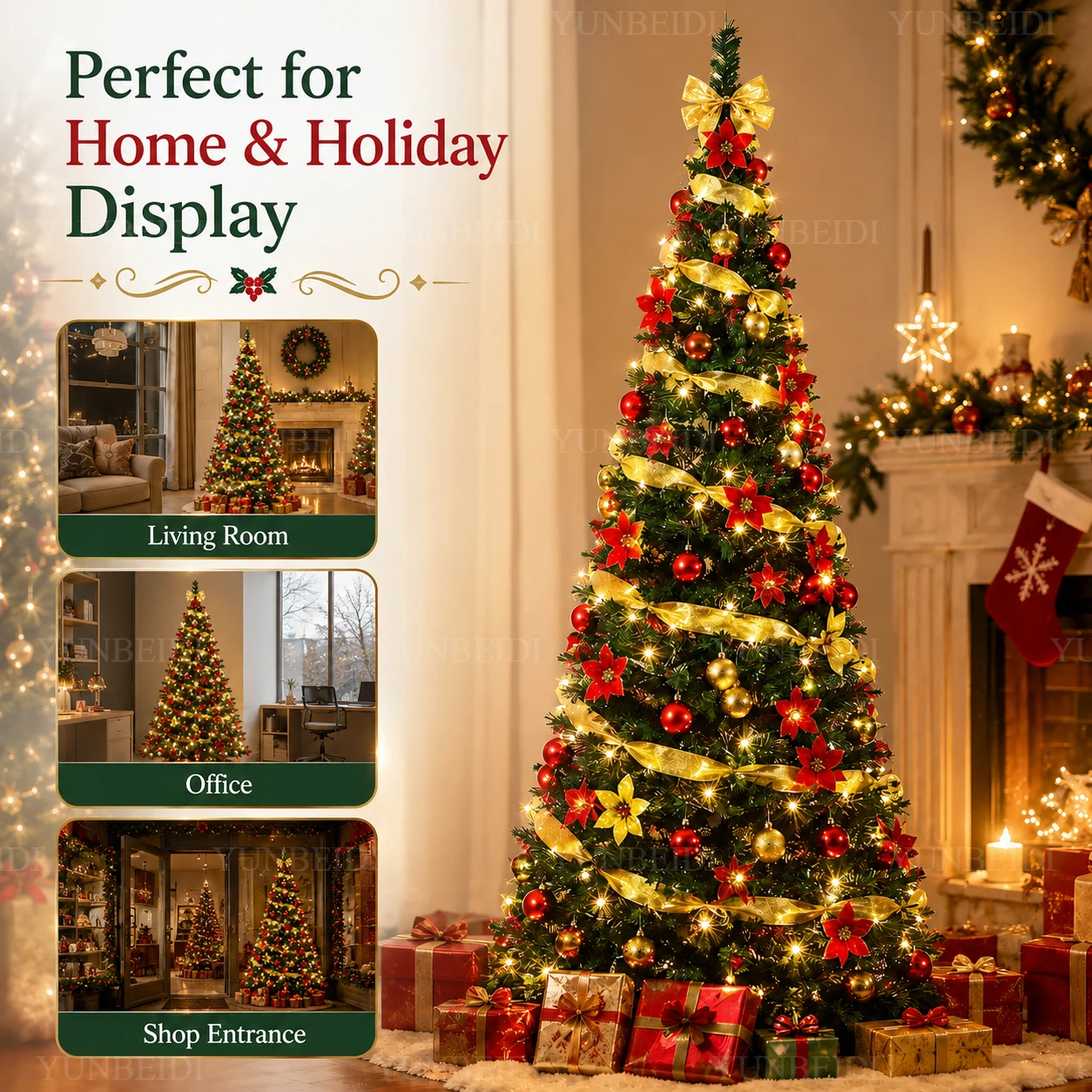 Foldable Christmas Tree with LED Lights Decoration Accessories Integrated Artificial Christmas Tree 1.5M To 2.1M for Home Decor - Image 4
