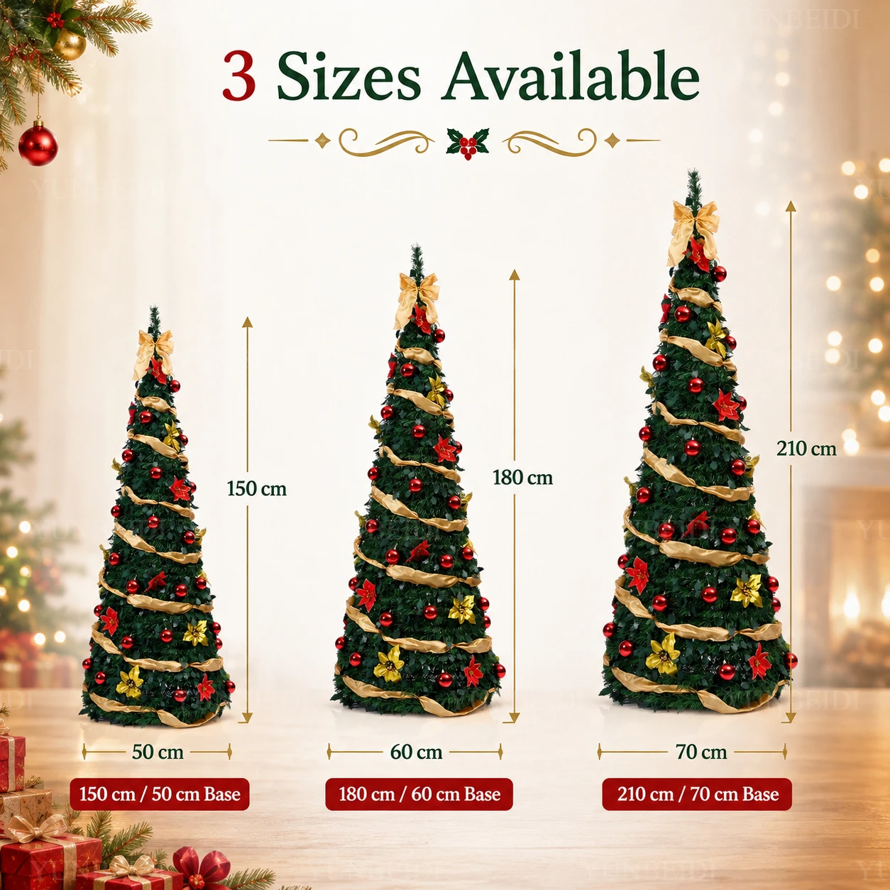 Foldable Christmas Tree with LED Lights Decoration Accessories Integrated Artificial Christmas Tree 1.5M To 2.1M for Home Decor - Image 6