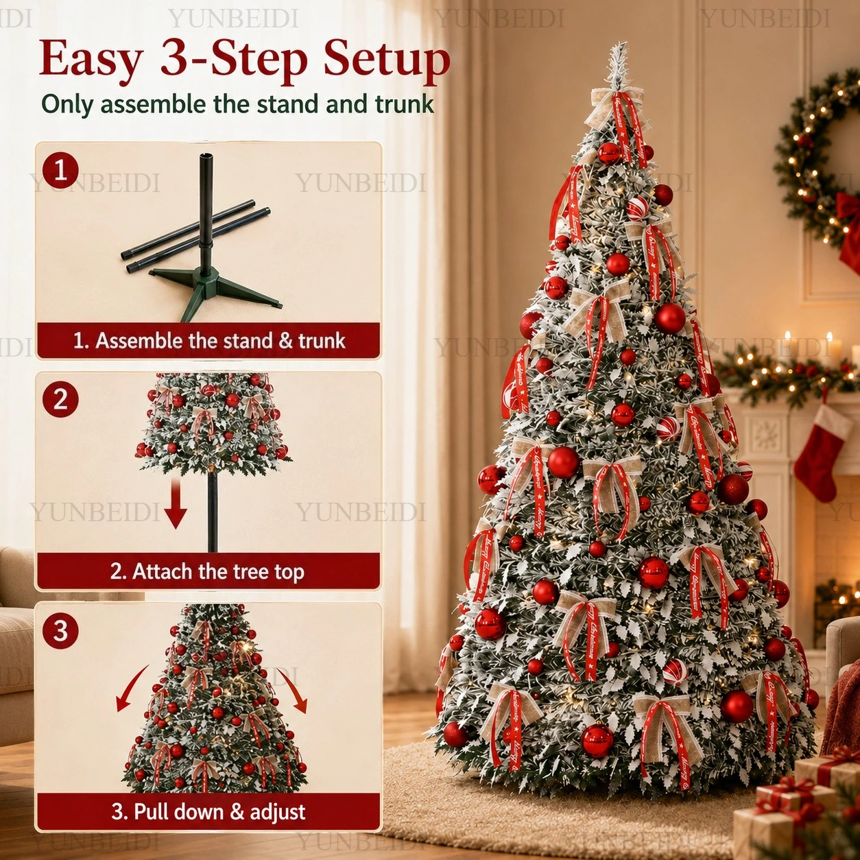 Folding and Retractable Christmas Tree with LED Light Decoration 120CM To 180CM High-end Christmas Tree Home Party Decoration - Image 3