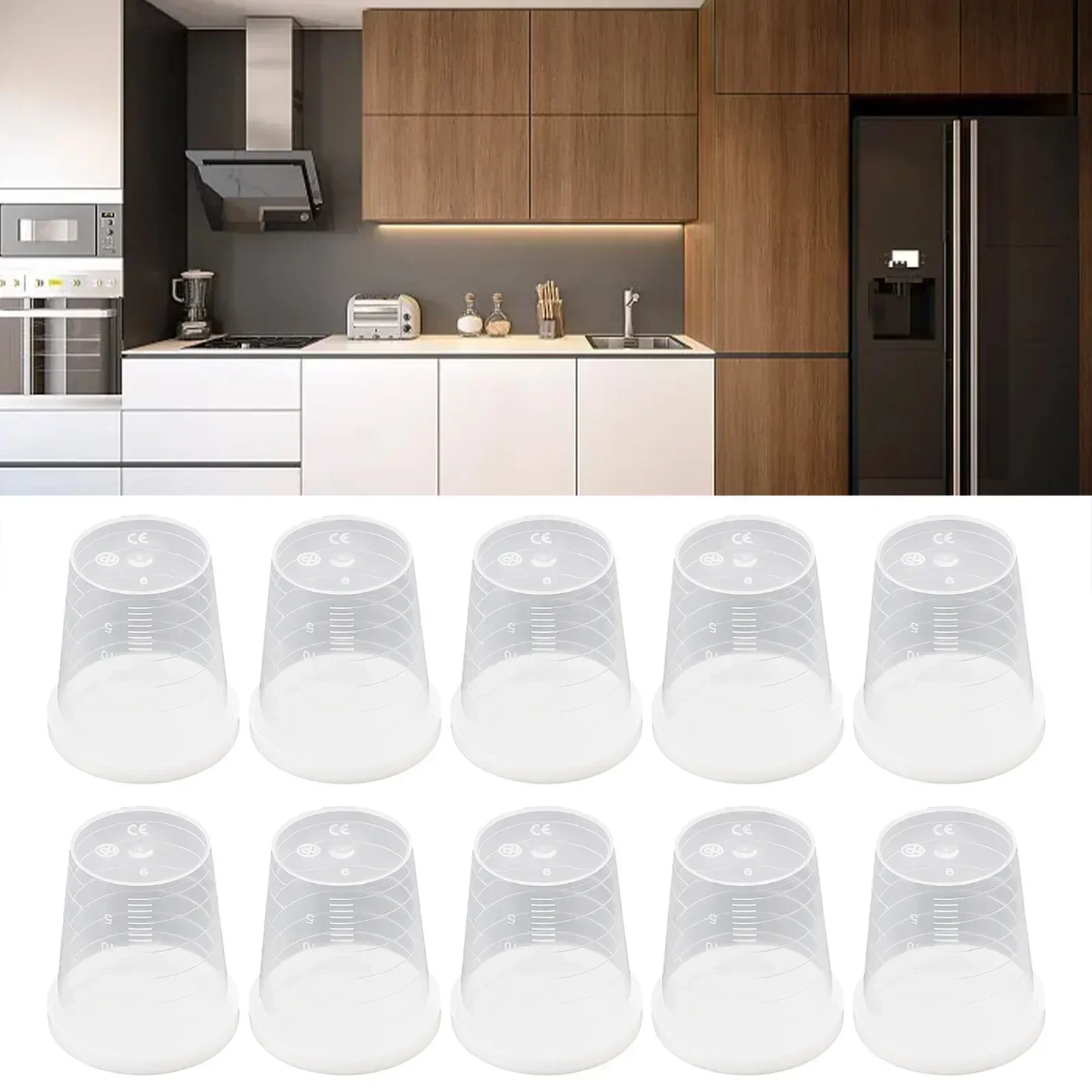 For Baking Beaker Liquid Measure Jug Cup Containe 10Pcs 30ml Medicine Measuring Measure Cups With White Lids Cap Clear Container - Image 4