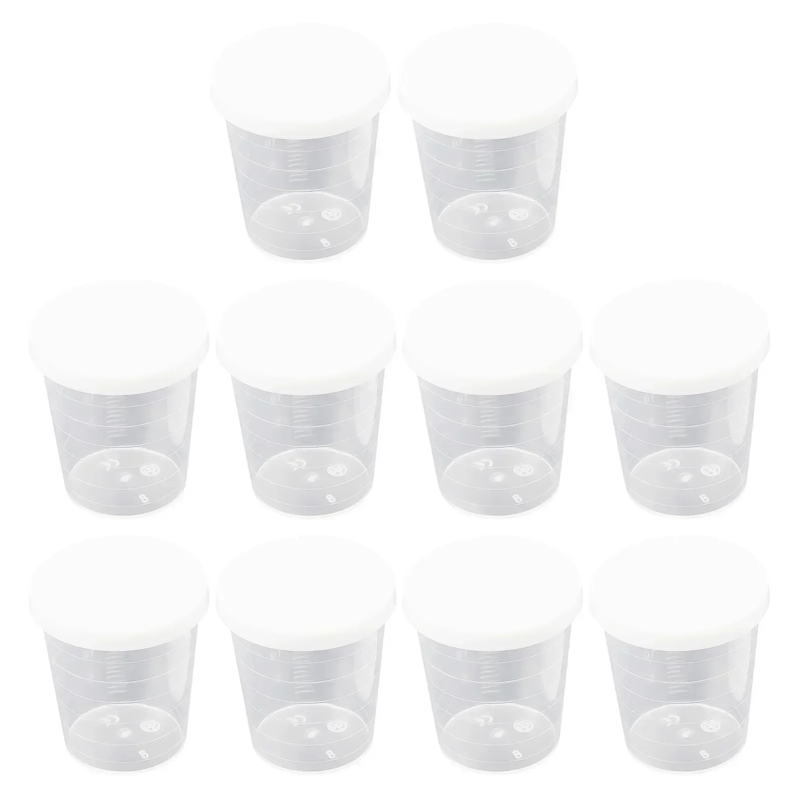 For Baking Beaker Liquid Measure Jug Cup Containe 10Pcs 30ml Medicine Measuring Measure Cups With White Lids Cap Clear Container - Image 5
