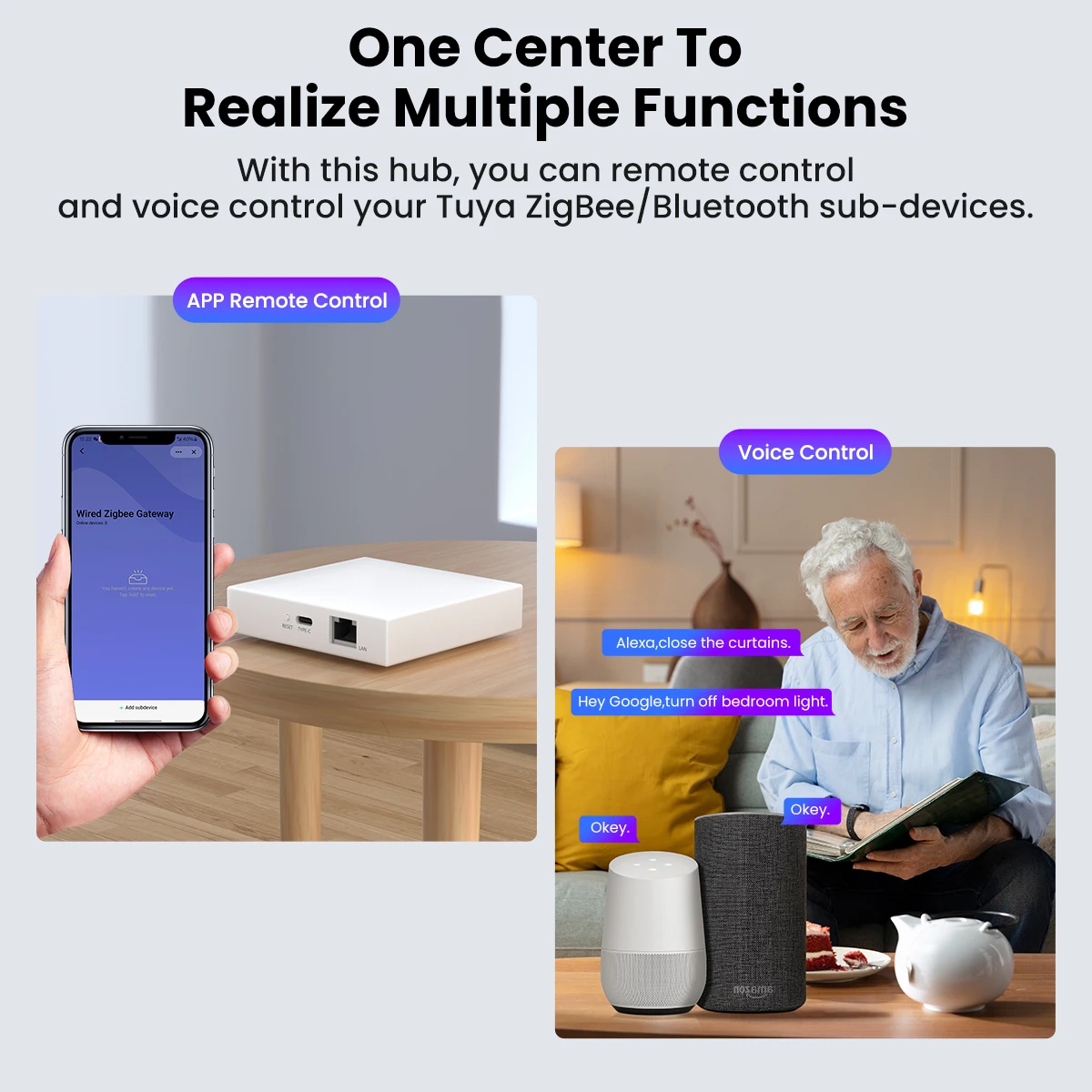 GIRIER Tuya ZigBee Wired/Wireless Gateway Hub Smart Bridge for Home Automation System Supports Up to 128 Devices Work with Alexa - Image 5