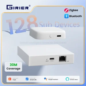 GIRIER Tuya ZigBee Wired/Wireless Gateway Hub Smart Bridge for Home Automation System Supports Up to 128 Devices Work with Alexa