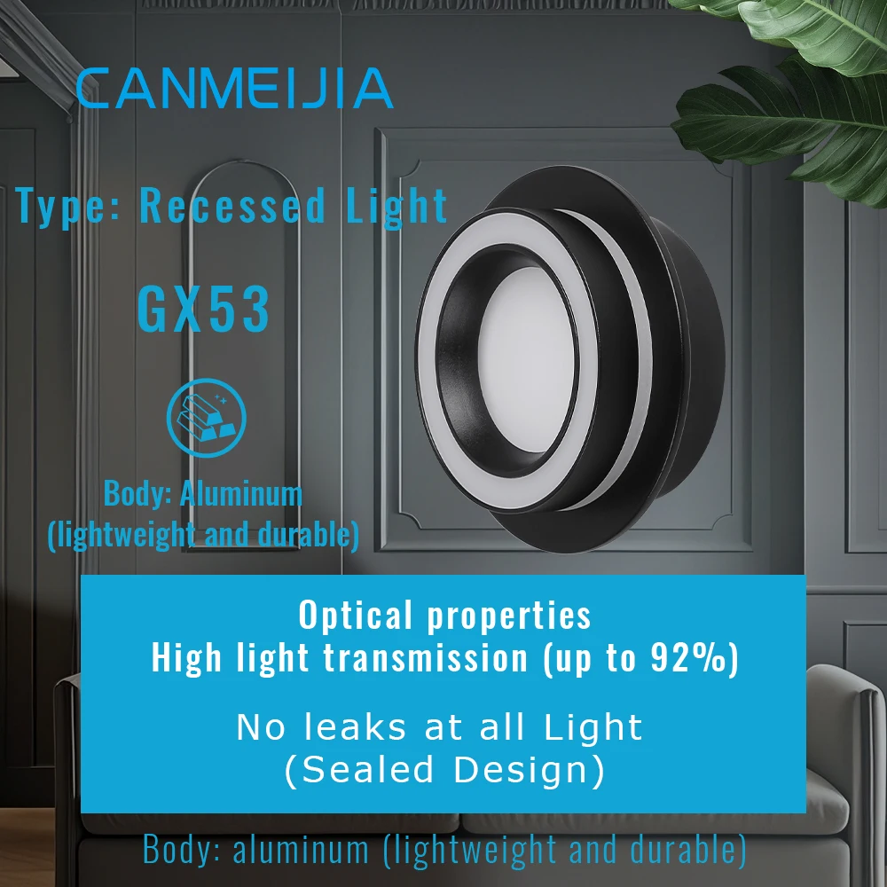 GX53 Ceiling Light LED Recessed Downlight Round Embedded Dimmable Spotlight Replaceable GX53 Bulb Ceiling Lamp for Living Room