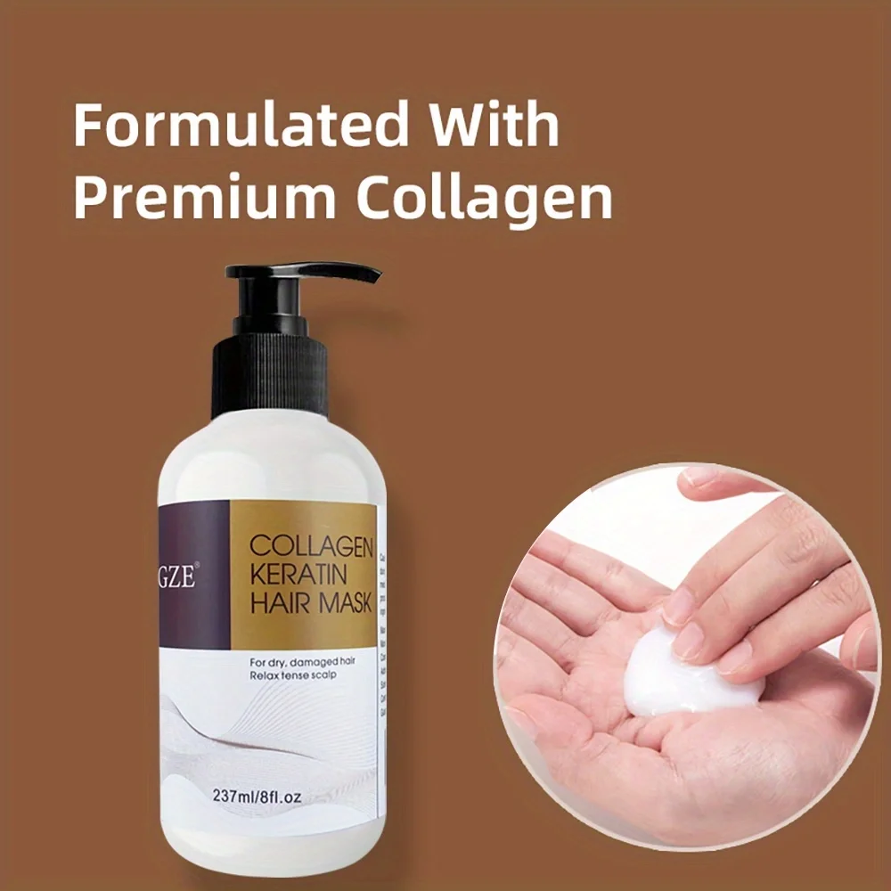 GZE Collagen Keratin Hair Mask - Deep Conditioning for Dry Hair - Infused with Argan Oil, Coconut Oil, and Shea Butter - Image 4