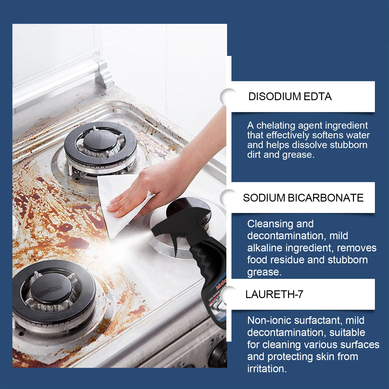 Gas Range Cleaner Degreaser Spray 120ml Heavy Duty Kitchen Degreaser for Stoves Grills Cookware No Irritation Cleaning Spray - Image 2