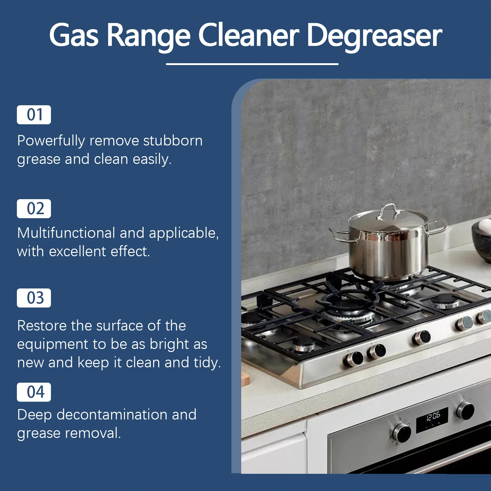 Gas Range Cleaner Degreaser Spray 120ml Heavy Duty Kitchen Degreaser for Stoves Grills Cookware No Irritation Cleaning Spray - Image 3