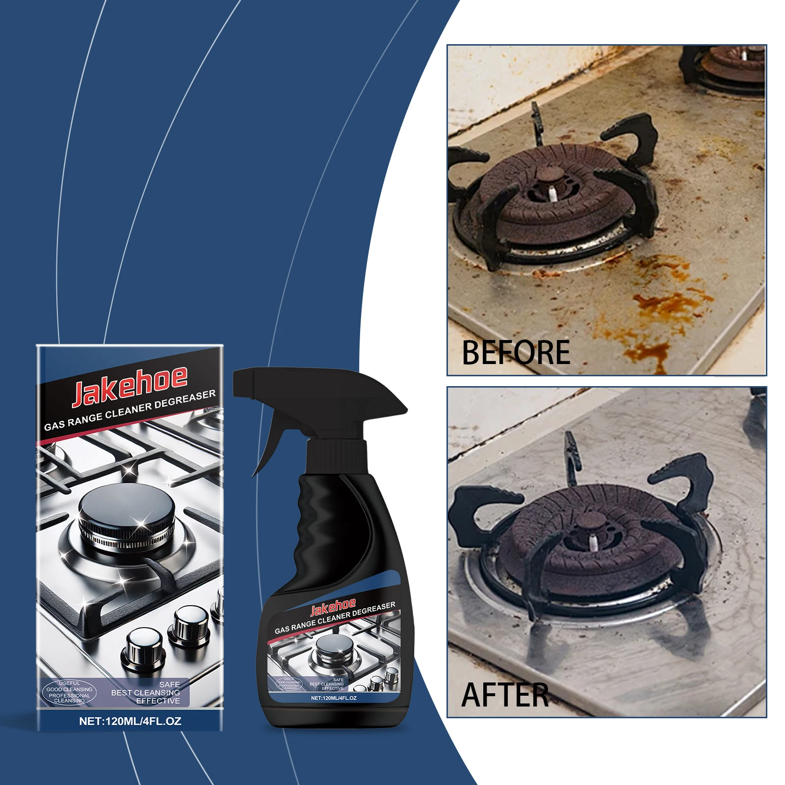 Gas Range Cleaner Degreaser Spray 120ml Heavy Duty Kitchen Degreaser for Stoves Grills Cookware No Irritation Cleaning Spray