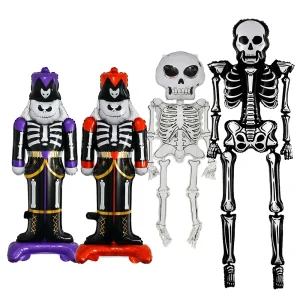 Giant 3D Halloween Skeleton Foil Balloons Large Standing Nutcracker Skull Balloon Spooky Party Yard Decoration Festival Props