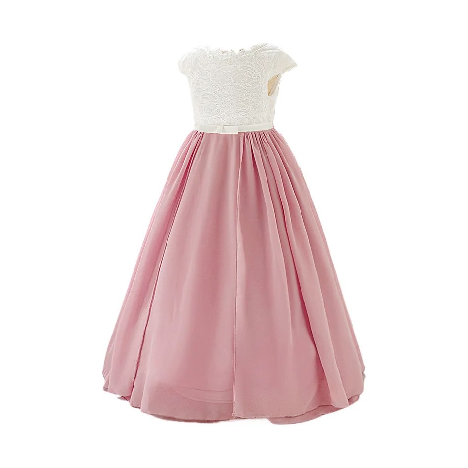 Girl Elegant Dress Piano Performance Gown For Teenage Children Flower Girl Splicing Color Lace Wedding Clothes Party Dress - Image 3