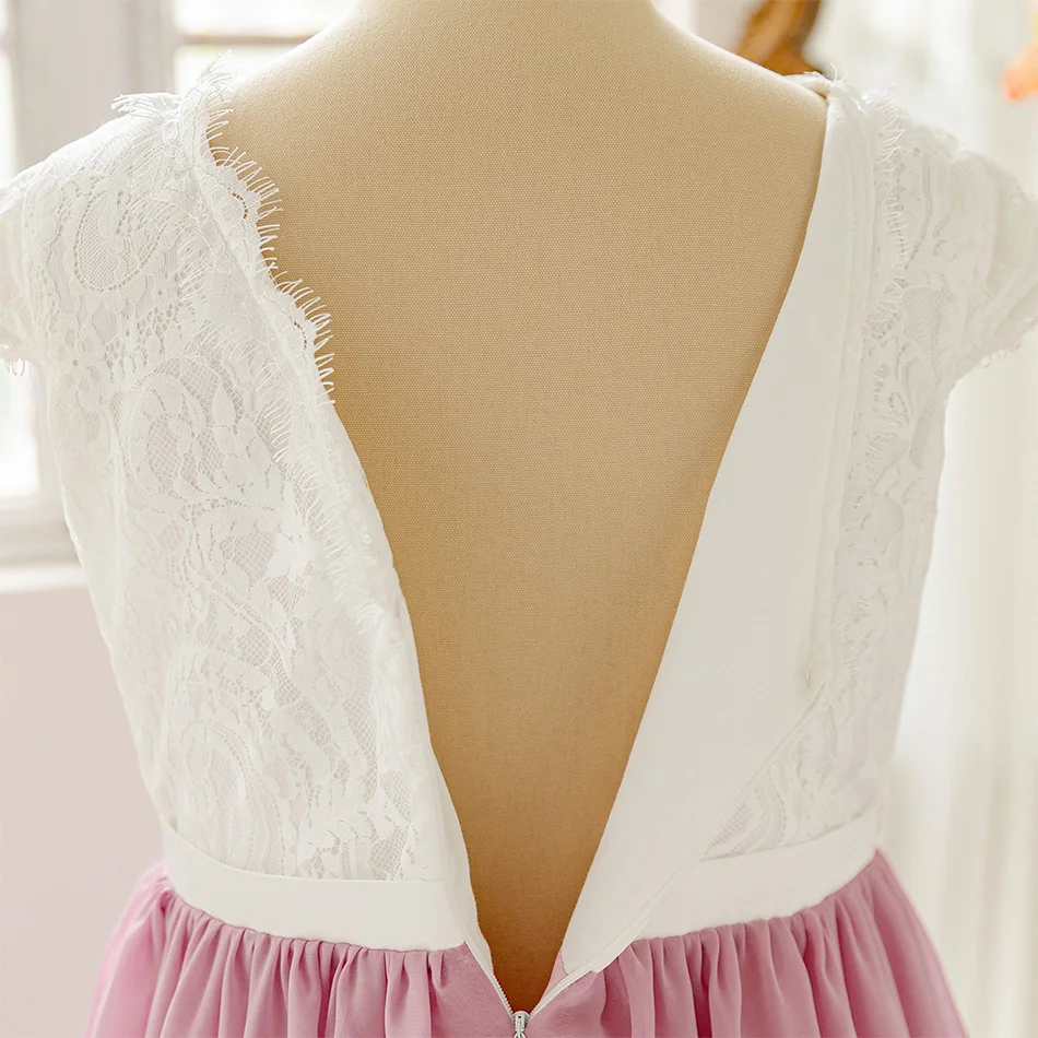 Girl Elegant Dress Piano Performance Gown For Teenage Children Flower Girl Splicing Color Lace Wedding Clothes Party Dress - Image 6