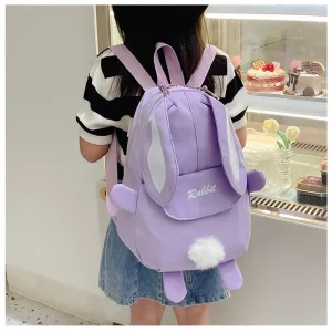 Girl Rabbit Ear Backpack Casual Schoolbag Waterproof Large Capacity School Backpack Smooth Zipper Solid Teens Travel and Gifts