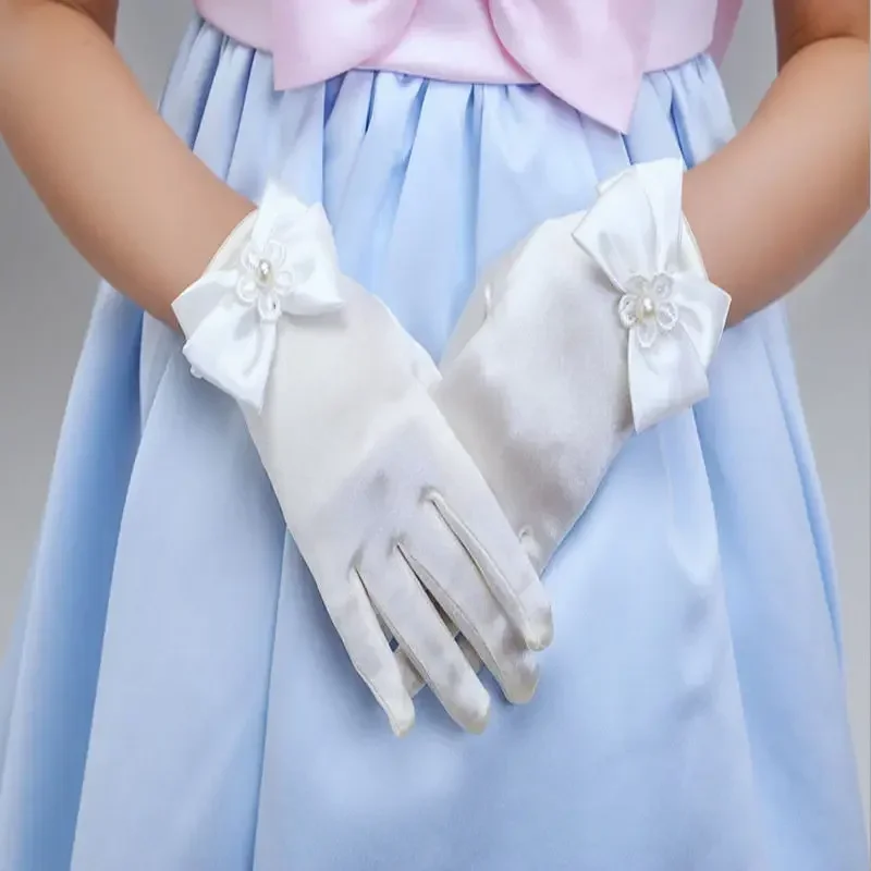 Girl's Bowknot Gloves Charming Party Wear Mittens Ceremony Communion Dress Accessories Kids Children Opera Evening Party Gloves - Image 2