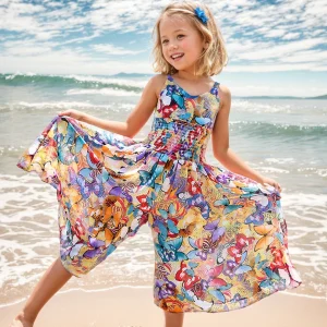 Girls Flower Bohemian Summer Dress ChildKids Girl Beach Dresses Chiffon Dresses Floral Teenager Girl's Clothes 6 8 10 12 14 Year