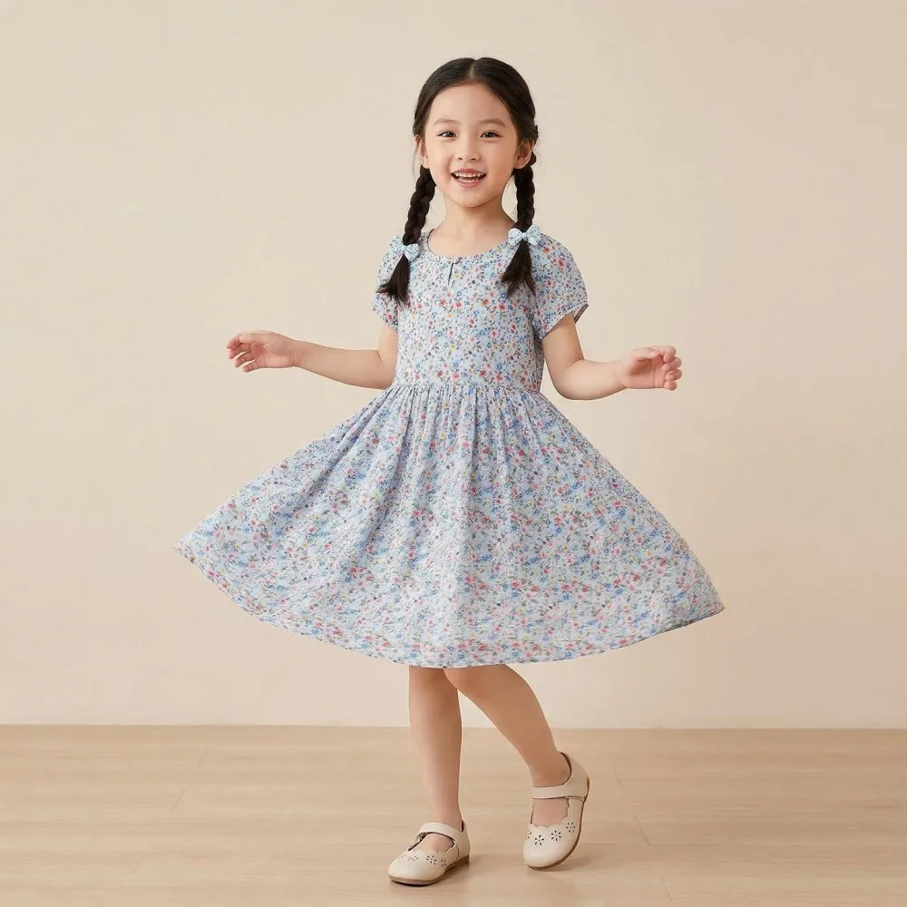 Girls Polk Dots Flying Sleeve Dresses Kids Botique Clothes for 2 to 14 Years Teen Girls Dress Party Beach Princess Dresses - Image 5