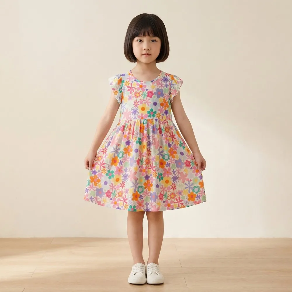 Girls Polk Dots Flying Sleeve Dresses Kids Botique Clothes for 2 to 14 Years Teen Girls Dress Party Beach Princess Dresses - Image 3