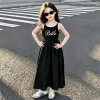 Girls Vest Patchwork Dress Summer Children Letter Print Kids Birthday Party Vestidos Clothes Teen Casual Sleeveless Dress 5-14Y