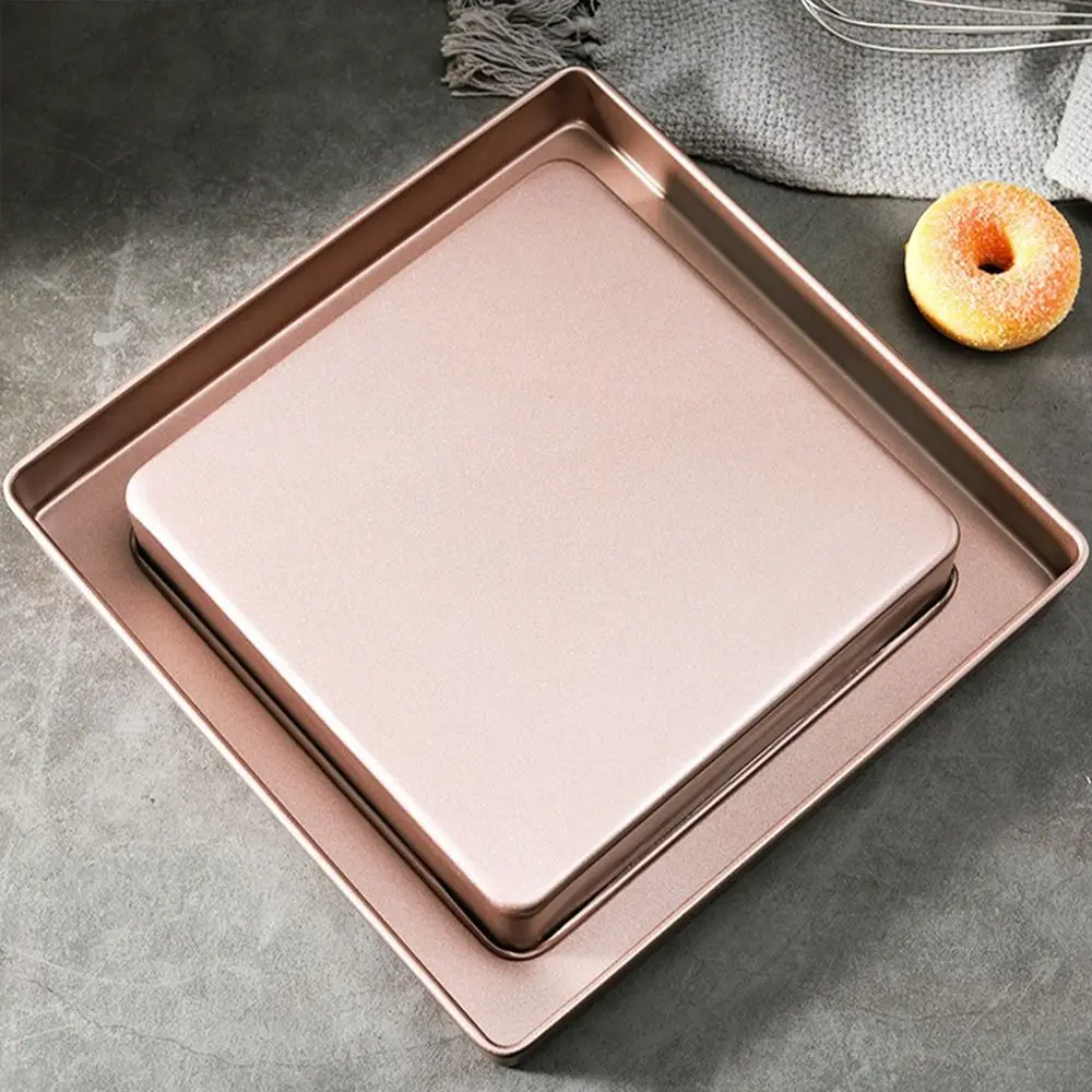 Gold 22.2cm/28.5cm Oven Baking Pan Square Carbon Steel Bread Tray Nonstick Cake Baking Tray - Image 4