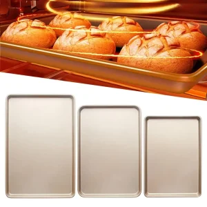 Gold 9/11/13inch Oven Baking Pan Rectangle Nonstick Bread Tray Carbon Steel Cake Baking Tray