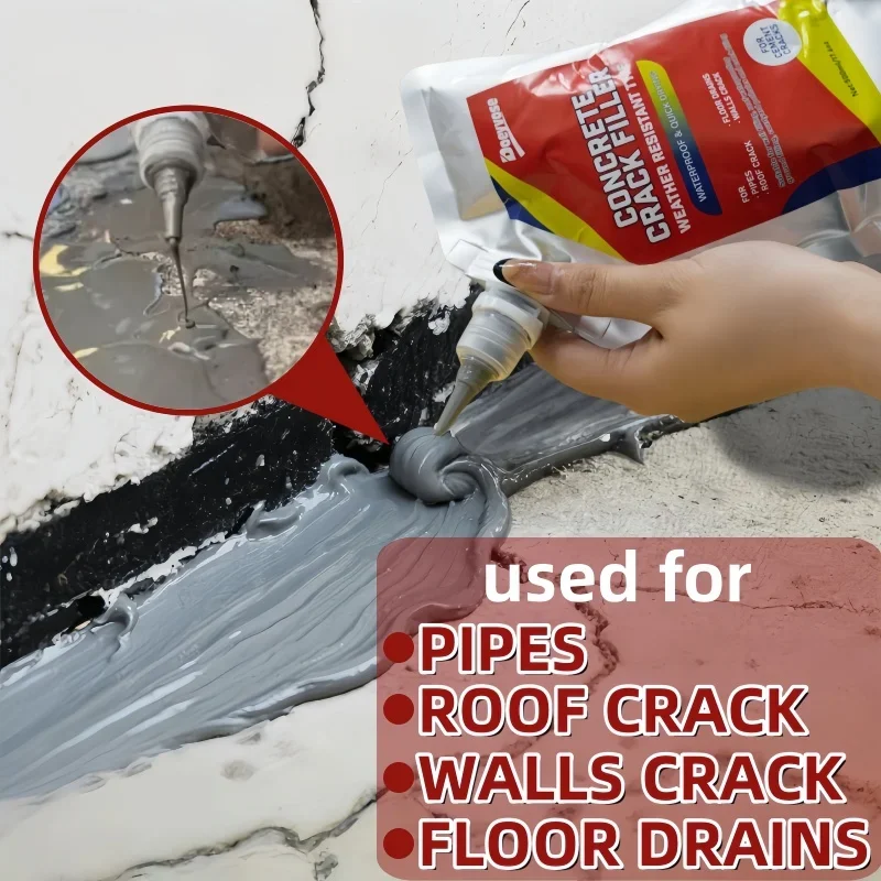 Gray Concrete Crack Filler 350/500ml Self Leveling Waterproof Sealant Cement Road Floor Gap Repair Glue - Image 3