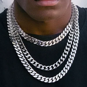 HNSP 316L Stainless Steel Chain Cuban Link Necklace For Men Accessories Jewelry Punk Street Style Thick Heavy Neck Chain Male
