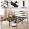 HOMCOM 4ft6 Double Bed Frame with Headboard & Footboard, Metal Platform Bed with 32cm Under-Bed Storage, Sturdy Steel Slats, Squeak-Free Design, No Box Spring Needed, Black