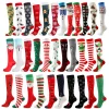 HYSAIXIA Christmas Compression High Stockings Women Men Pressure Socks Compress Sports Pattern Running Knee High Nylon Run Socks