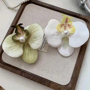 Hair Accessories Flower Hair Clip Pink Orchid Hair Ornament Bohemia Barrettes Side Barrettes Headdress Orchid Hairpin