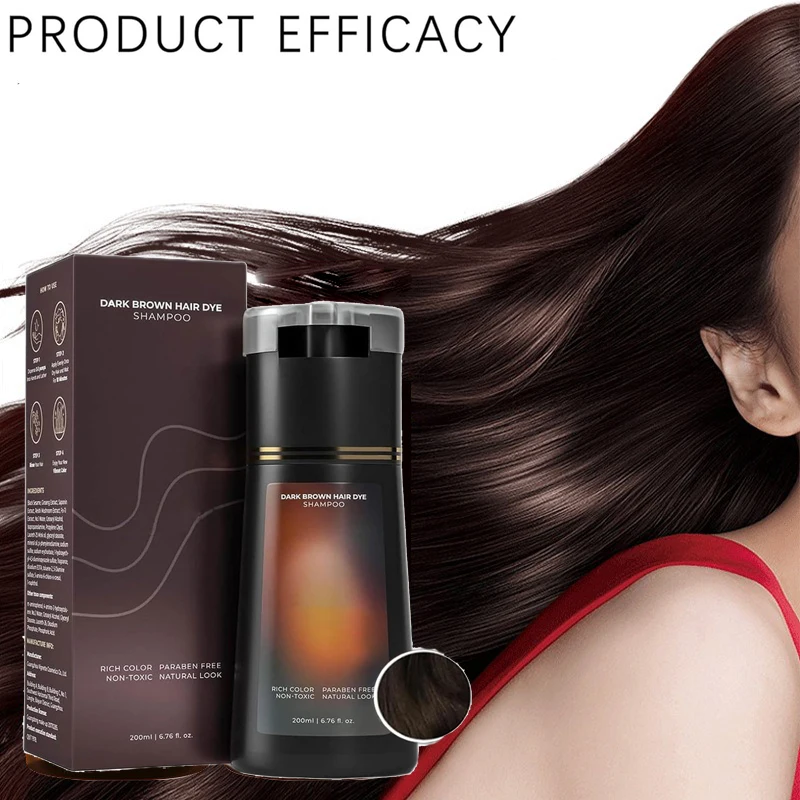 Hair Dye Shampoo For Gray Hair For Women Men Natural Hair Dye Kit Semi Permanent Hair Dye Shampoo Black Brown Purple 200ml - Image 4