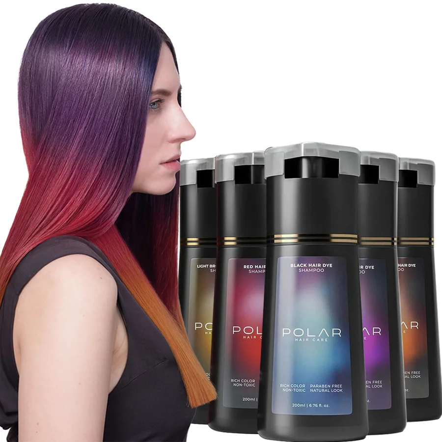 Hair Dye Shampoo For Gray Hair For Women Men Natural Hair Dye Kit Semi Permanent Hair Dye Shampoo Black Brown Purple 200ml - Image 5