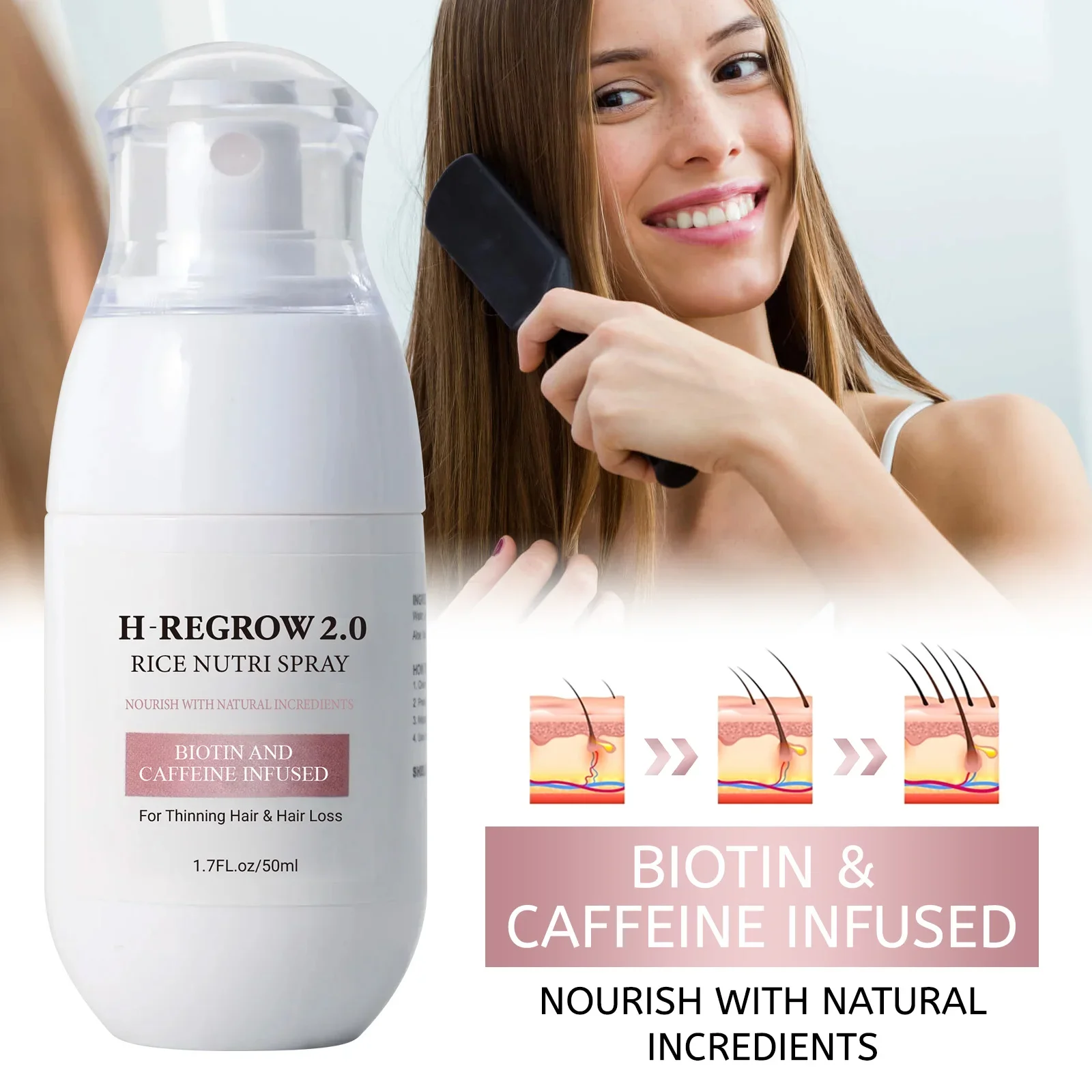 Hair Spray Rice Water Strong Hair Follicle Root Thick Loss Prevention Nourishing Soften Hair Helper Care Spray For Thinning Hair - Image 4