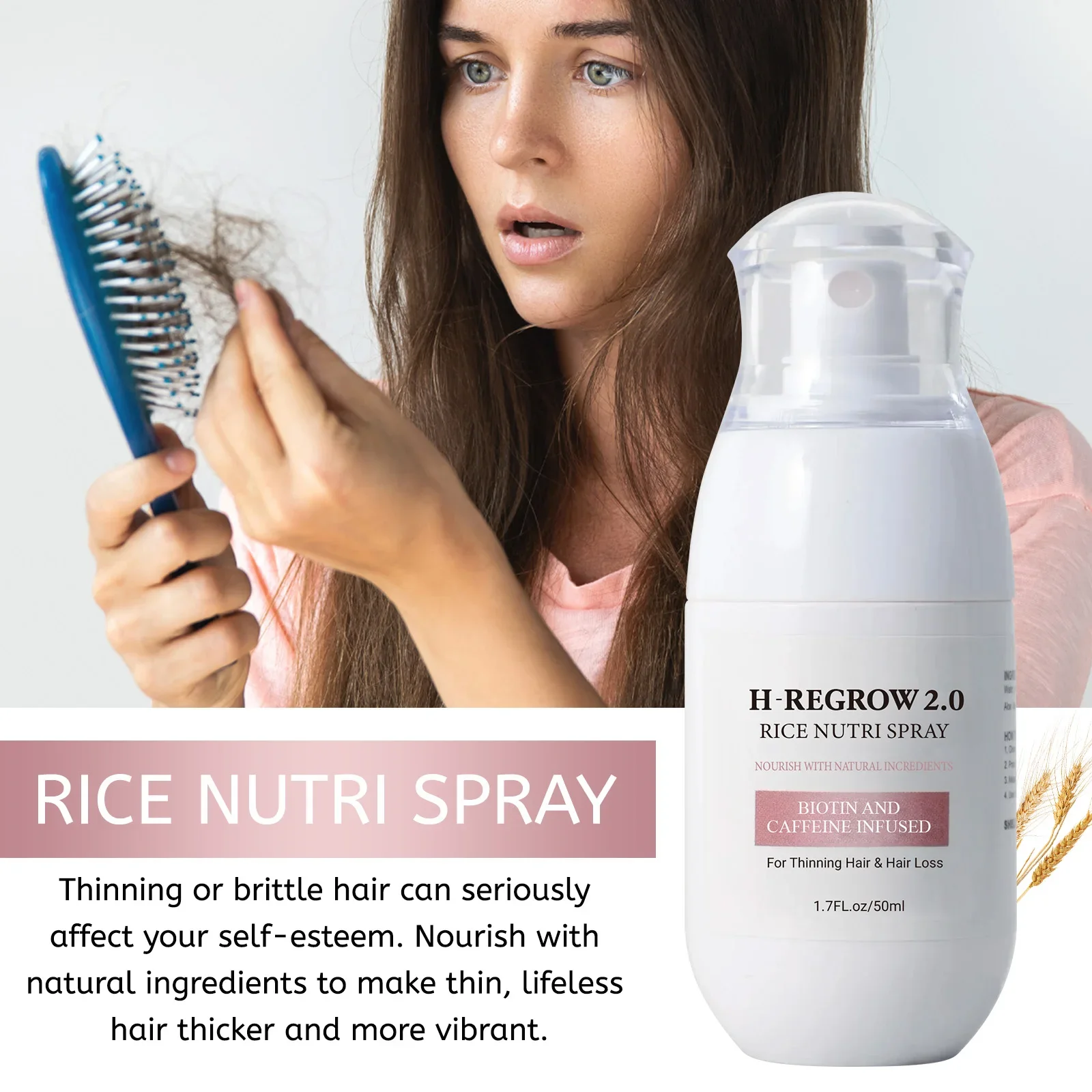 Hair Spray Rice Water Strong Hair Follicle Root Thick Loss Prevention Nourishing Soften Hair Helper Care Spray For Thinning Hair - Image 6