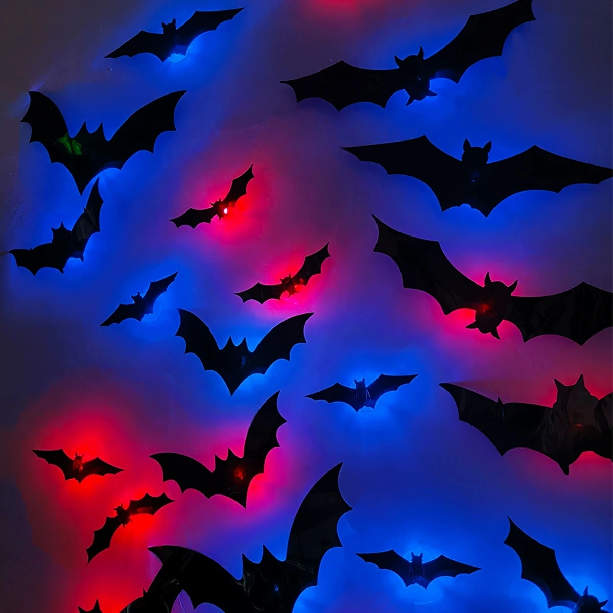Halloween 3D Stereoscopic Bat LED Night Light PET Wall Decal Home Festival Party Indoor Wall Decoration Lamp - Image 2