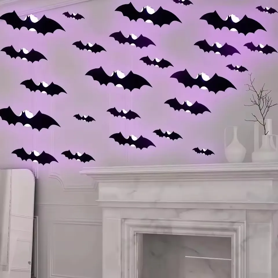 Halloween 3D Stereoscopic Bat LED Night Light PET Wall Decal Home Festival Party Indoor Wall Decoration Lamp - Image 3