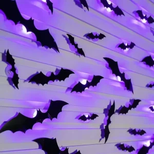 Halloween 3D Stereoscopic Bat LED Night Light PET Wall Decal Home Festival Party Indoor Wall Decoration Lamp