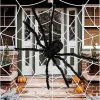 Halloween Black Scary Giant Spider Huge Spider Web Halloween Decoration for Home Bar Haunted House Props Holiday Outdoor Decor