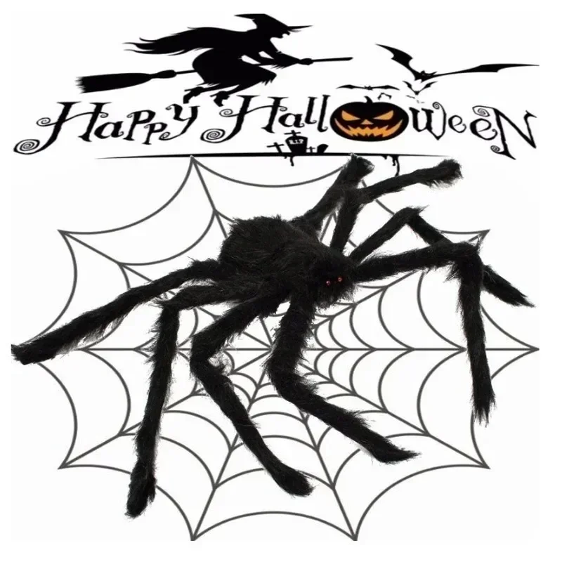 Halloween Black Scary Giant Spider Huge Spider Web Halloween Decoration for Home Bar Haunted House Props Holiday Outdoor Decor - Image 3