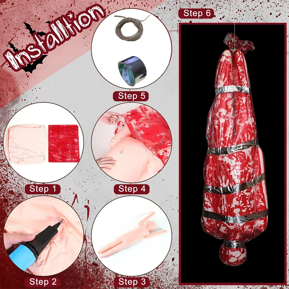 Halloween Decoration 59inch Hanging Corpse Dead Victim Props Creepy Haunted House Outdoor Yard Horror Scary Halloween Decoration - Image 4