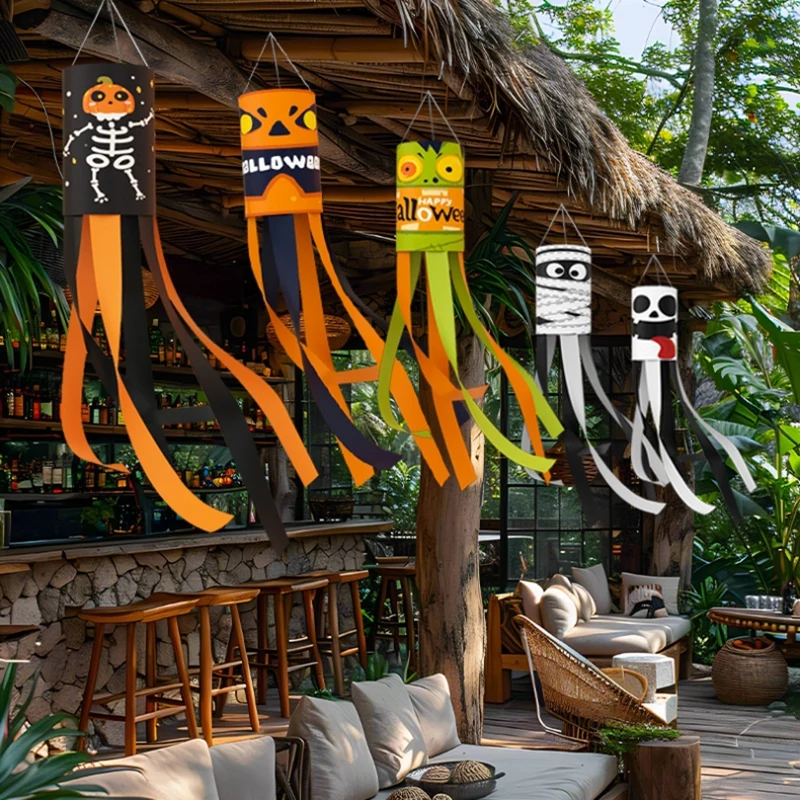 Halloween Decortions Outdoor Hanging Wind Socks Decorations Halloween Hanging Flags DIY Decoration Day of The Dead Decorations - Image 4