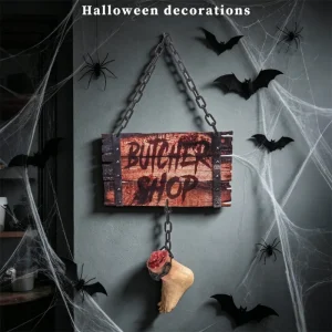 Halloween Hanging Decoration Butcher Shop Sign Wall Decoration for Doorway Shop Window Display and Party Backdrops 37JD
