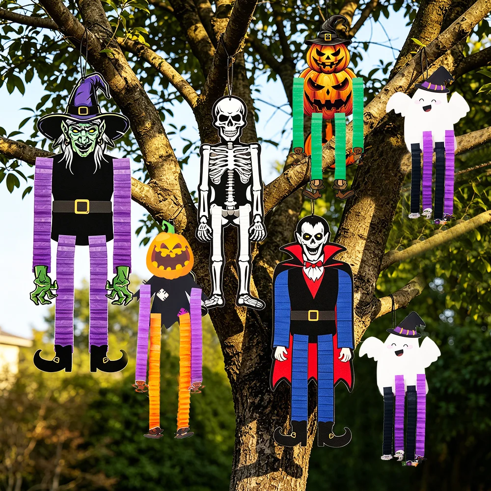 Halloween Hanging Ghosts Witch Pumpkin Decor Skeleton Vampire Door Hanging Ornaments Outdoor Tree Halloween Party Decorations