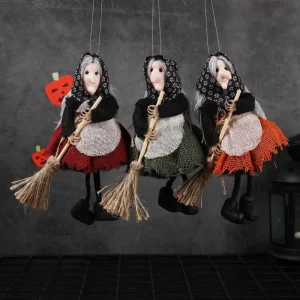 Halloween Hanging Witch Dolls Prop Animated Ghost Scary Yard Door Wall Tree Party Outdoor Home Decoration For Kid Toy
