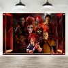 Halloween Horror Backdrop Banner Decorations, Fabric Scary Birthday Party Supplies Halloween Wall Window Poster Clings Covers De