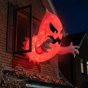 Halloween Inflatable Ghost Window Decoration Foldable Glowing Balloon Outdoor Yard Garden Haunted House Party Prop ﻿