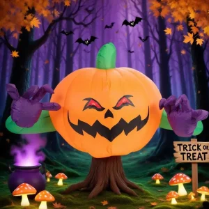 Halloween Inflatable Outdoor Decorations, Pumpkin Blow Up Halloween Yard Decorations, 4 FT Pumpkin Decor for Yard,Party,Garden