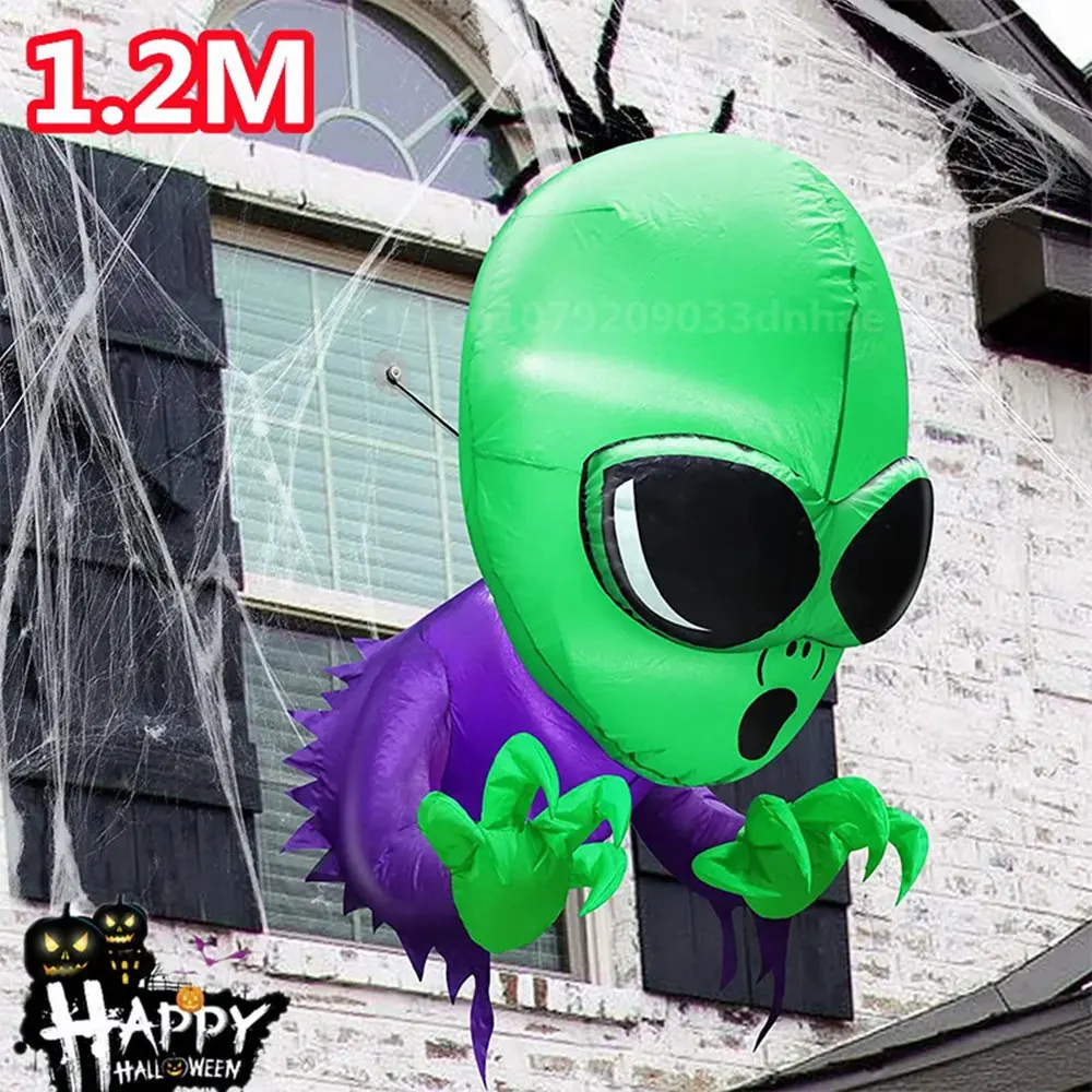Halloween Inflatable Wall climbing witch Green Headed GhostModel Built-in LED Model Outdoor Ornament Party Garden Decor Prop - Image 5